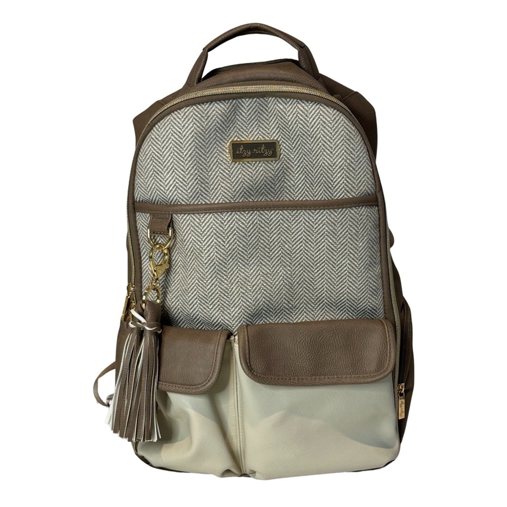 Itzy Ritzy Diaper Bag Backpack Vanilla Latte Large w/ Changing Pad